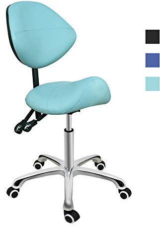 Grace&Grace Professional Saddle Stool Series Hydraulic Swivel Comfortable Ergonomic with Heavy Duty Metal Base for Clinic Dentist Spa Massage Salons Studio (Green, with Adjustable Back)