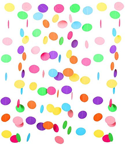 9 Meter Runde Papier Girlande Bunt Deko, Kreis Punkte Hängend Regenbogengirlande, Dekorationen für Geburtstag, Geburtstagsdeko, Kindergeburtstag. Geburtstagsparty Dekoration