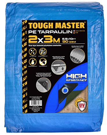 TOUGH MASTER 7 Sizes Heavy Duty Tarpaulin Waterproof Cover Tarp Ground Sheet (Blue/Green, 2 X 3M)