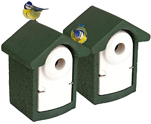BigDean 2X Nisthöhle aus Holzbeton - Nistkasten für Vögel - Meisen Meisenkasten Einflugloch 32 mm Vogelnistkasten - stabil & wetterfest - Beton Vogelhaus Nisthilfe zum Aufhängen