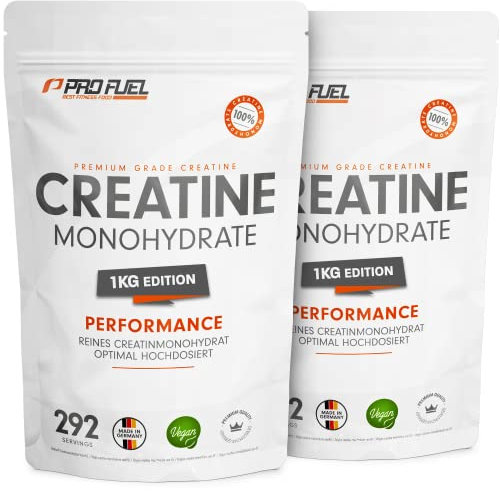 Creatin Pulver 2kg / 2000 g reines Creatin Monohydrat in mikronisierter Qualität - Kreatin Monohydrat optimal hochdosiert - Creatin-Pulver ohne Zusätze, 100% vegan, Vorrat für 584 Tage
