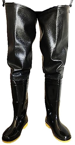 Watstiefel Schwarze PVC-wasserdichte Kuhsehnensohle for Watvögel am Gesäß, Männer und Frauen beim Angeln/Jagd/Transplantation/Zucht (Color : Black, Size : 44 EU)