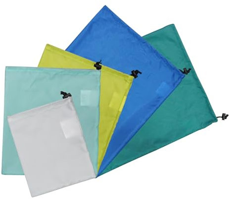 MOUNTAINLODGE Small Drawstring Bags Stuff Sack Set 5-Pack, 5 Colors