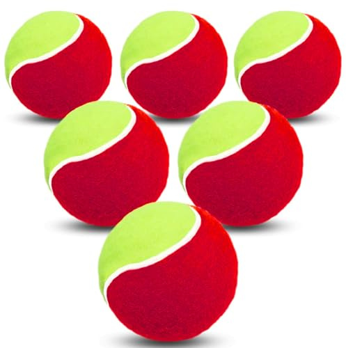 FINGER TEN Kids Tennis Balls Soft Low Practice (6 Pack in Red)