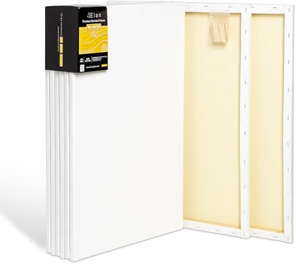 Elan Toile Peinture 40x60 380 g, Lot de 6 Toiles à Peindre 100% Coton, 380 GSM Canvas Painting 40x60, Toile à Peindre, Chassis Entoilé, Canvas 60x40
