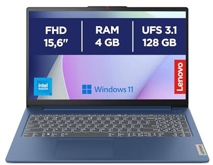 Lenovo IdeaPad Slim 3 Notebook 15,6” FHD (1920x1080), Intel N100, RAM 4GB, SSD 128GB, Microsoft 365 Personal 12 mesi incluso, Grafica Integrata, WiFi 6, Windows 11 Home, Tastiera Italiana - Abyss Blue