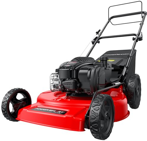PowerSmart 22-Inch Gas Lawn Mower, 150cc B&S Engine, Self-Propelled, 3-in-1 Mulching System, 6 Cutting Heights, Rear-Wheel Drive, Durable Steel Deck