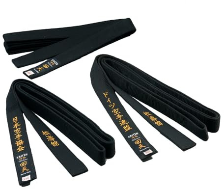 KAITEN Karategürtel Schwarz - 4 cm Breit - Schwarzgurt Baumwolle - Länge 275 bis 350 cm