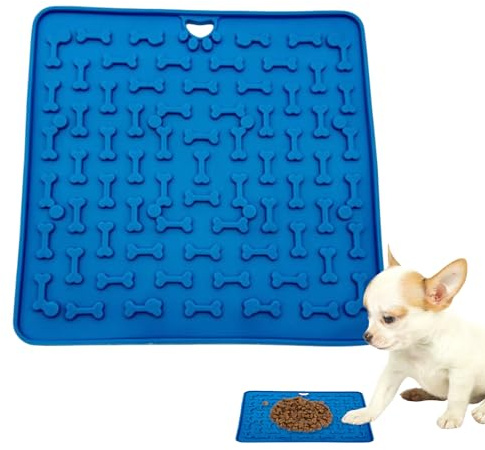 Dopsyesn Tapis de Lèche pour Chiens, Support Alimentaire en Silicone Anti-Énervement avec Ventouses, Support Alimentaire Facile À Nettoyer 18.8x18.8cm pour Lutte Contre L'Ennui Dressage Alimentation