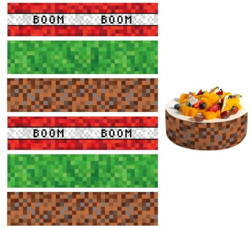 6pcs Pixel Party Décoration Gâteau Comestible, 3 Styles de Papier Azyme Comestible sur le Thème des Pixels pour Décorations de Gâteaux d'Anniversaire