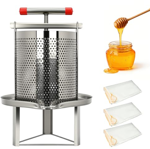 Honey Press Extractor Manual Mesh Honey Press Machine Household Honey Extractor Large Stainless Steel Bee Honey Presser Fruit Wine Press for Wine Honey Juice Olive Oil Making