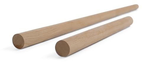 Woodsellers ek rundstav Ø 40 mm [300–1000 mm längd valbar] – Slät höljt massivt trästav – naturbevarad & tekniskt torkad – perfekt för möbeltillverkning & DIY