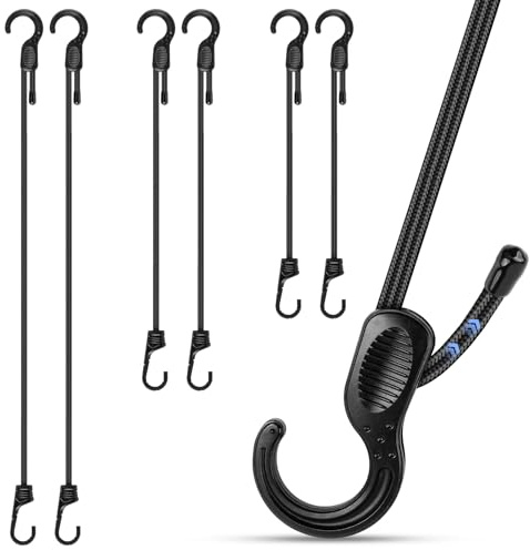 Verstellbar Spanngummi mit Haken, 6 Stück Expander mit Haken, Verschiedene Überlegengrößen Gummispanner Gepäckspanner für Sonnensegel, Ladung - Frei Verstellbare Länge