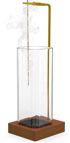 Porta Incenso, Porta Incenso per Bastoncini con Raccogli Cenere in Vetro Rimovibile, Supporto per Bastoncini Di Incenso in Legno, Brucia Incenso per Meditazione, Yoga, Spa, Zen, Decorazione Casa