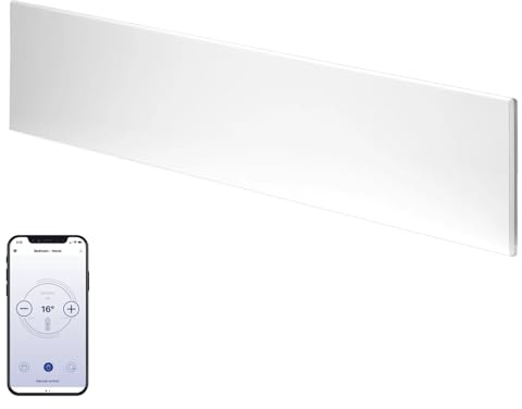 Adax Neo Low Profile Wifi Electric Panel Heater/Convector Radiator With Timer, Thermostat, Voice Control, Splash Proof, Wall Mounted (White, 1200W)