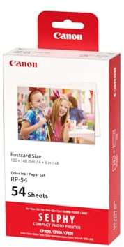 Canon SELPHY RP-54 Set di Cartucce e Carta per Stampante - Confezione con Inchiostro e 54 Fogli (100 x 148mm)