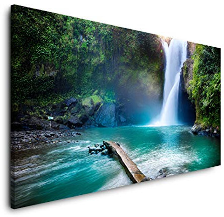 Wasserfall aus einem Berg 120x 60cm Panorama Leinwand Bild XXL Format Wandbilder Wohnzimmer Wohnung Deko Kunstdrucke