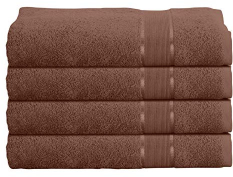 Mixibaby 4er Duschtuchset Duschtuch Duschtücher 70cm x 140cm Frottee 100% Baumwolle 500g, Farbe:Dunkelbraun