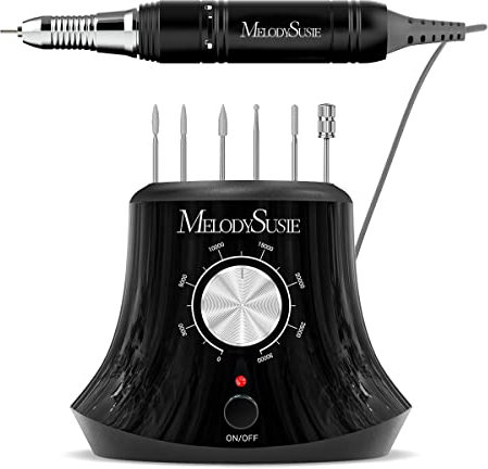 MelodySusie Elektrische Nagelfräser 30000 U/Min Professionelle Elektrische Nagelfeile Maniküre Pediküre Set Gelnägel Acrylnägel Nagelpflege Fräser Set mit Fußpedal für Nagelstudio Zuhause, Schwarz