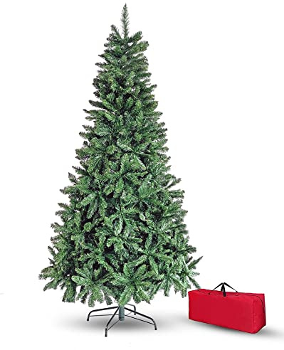 Brigros - Árbol de Navidad Artificial con Aguja de Pino Espeso, 878 Ramas, + Bolsa, Efecto Realista, Ramas de Gancho, fácil Montaje, PVC, Base metálica, ignífugo (180 cm, Verde)