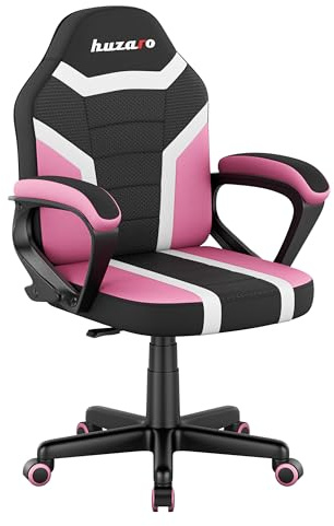 huzaro Ranger 1.0 Gaming Stuhl für Kinder Bürostuhl Gamer Chair Schreibtischstuhl ergonomisches modernes Design Armlehnen Sitzhöhenverstellung Gummiräder Rosa