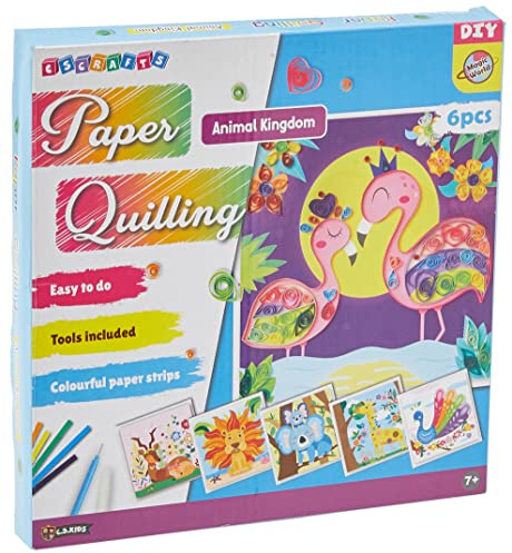 C.S. Kids DIY Paper Quilling Arts & Crafts Gifts - Animal Kingdom | 3D Design Kits for Kids, Make Your Own Art (Strips & Tools Included), Multicolor, PQ05