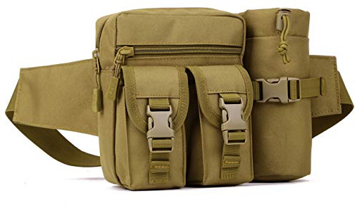 Sac de Ceinture Sac Banane Etanche Tactique Militaire avec Poche de Bouteille d'eau Homme Femme pour Courir Escalade de vélo