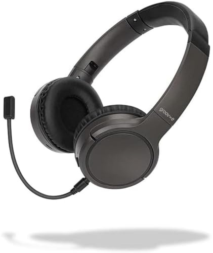 groov e Connect - Wireless Bluetooth Headphones with Detachable Mic - Over the Ear Headphone with Folding Design, Removable Boom Microphone, & 30Hrs Audio Playback - Bluetooth Connectivity - Black