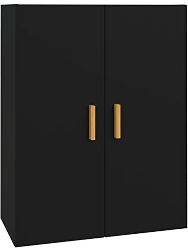 Tidyard Armadietto Pensile a Parete, Armadio Sospeso, Armadietto da Parete per Il Cucina, Mobile Alto da Cucina, Nero 69,5x34x90 cm in Legno Multistrato
