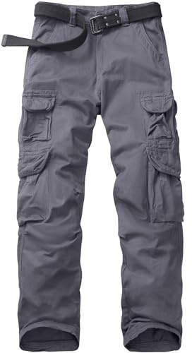 Toumett Men's Cargo Pants Cotton Ripstop Hiking Work Pants Outdoor Casual Pants with Multi Pockets.(6325,Grey,32)