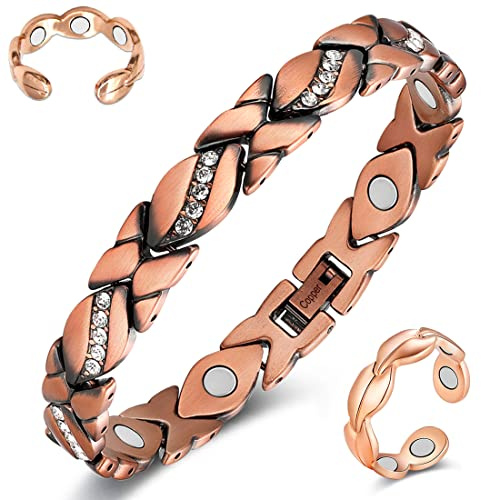 Cigmag Lymphatic Drainage Copper Bracelet for Women Ultra Strength Magnet Pure Copper with Adjustable Tool & Present Box