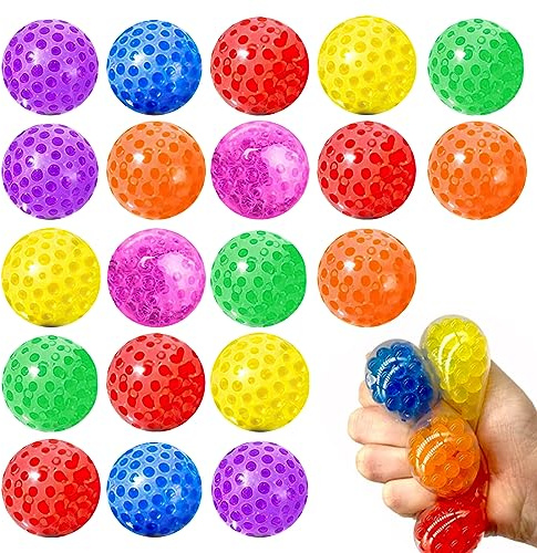 Juego de 20 Bolas de Malla antiestrés con Perlas de Agua para Relajarse, aliviar la ansiedad y calmar