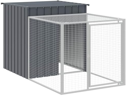 vidaXL Cage à Poulets avec enclos Anthracite 110 x 201 x 110 cm Acier galvanisé