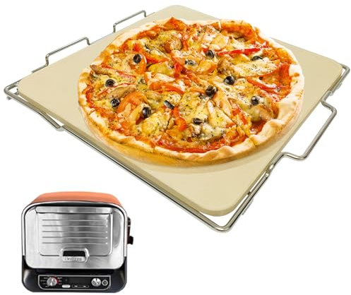 SafBbcue Pizza Stone with Rack for Grill & Oven Baking Accessories, Ninja OO101 8 in 1 Outdoor Pizza Oven, Ninja Woodfire OO100 Series Outdoor Oven, Heavy Duty Baking Stone Set for Ninja OO101 Parts