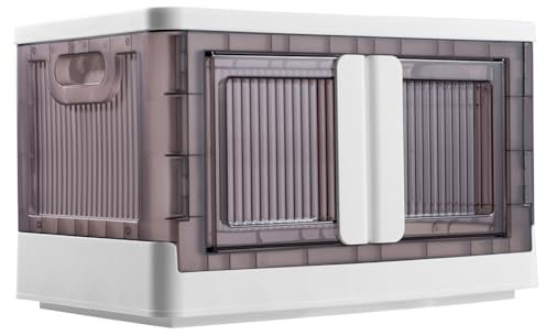 BAKAJI Scatola Portaoggetti con coperchio, Doppio Sistema di Apertura, Contenitore Pieghevole Salvaspazio con Ruote, Scarpiera Impilabile, Armadio per Vestiti, Giocattoli, Libri, 1 x 45 Litri (Set 1)