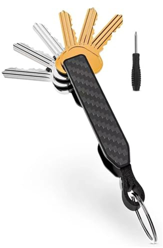 Sugeru® Nyckelarrangör – bärbar nyckelarrangör – mininyckelhållare – nyckelring – nyckelhållare – nyckelhållare – håller upp till 6 nycklar – nyckelförvaringen är enklare, svart, En Storlek
