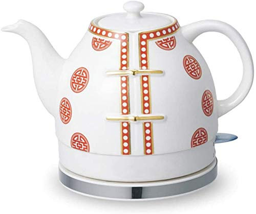 ZVALIEVYE Electric Ceramic Kettle Teapot-Retro 1.2L Stainless Steel Jug,Bpafree,Automatic Power Off Fast Boiling 1200W Water for Tea,Coffee,Soup,Oatmealremovable Base,Boil Dry Protection/Red/Red/Red