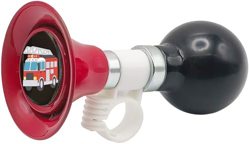 YeloYolker Kids Bike Horn, Cute Bicycle Handlebar Air Horn for Boys, Toddlers Universal Bike Accessories for Tricycle, Balance Bike, Scooter(Fire Truck)