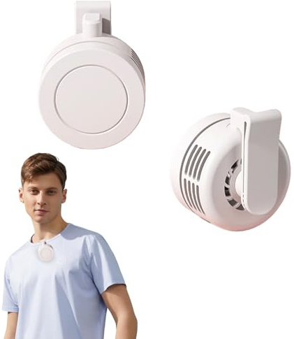 Portable Clip on Fan, Mini Bladeless Whirlwind Electric Fan for Waist Clip, Small Whirlwind Wearable Hands-Free Cooling Fans with 3 Speeds, Personal Fans for Outdoor/Travel/Office/Shirt (white)