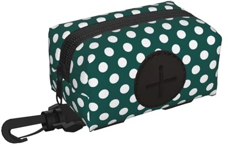 Soporte para bolsas de excremento de perro para correa, suave, ligero, con estampado de lunares, dispensador de rollos de bolsas de basura de perro, cierre de gancho y bucle, accesorios para pasear