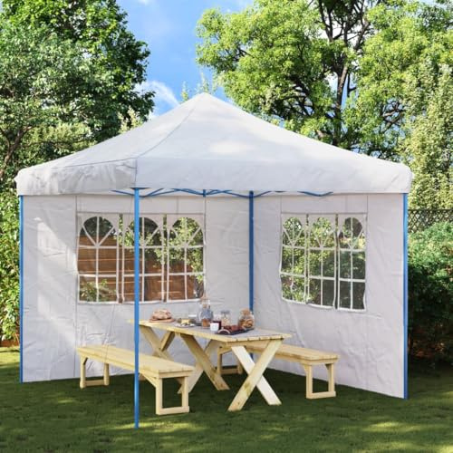 QJBSAVVA Lot de 2 tentes de réception, parois latérales blanches, avec fenêtres, 300 x 195 cm, en polyéthylène, résistant aux intempéries, pour tonnelle de jardin, événement, abri, camping, tonnelle