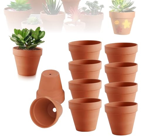 SKIKHN Maceteros de Terracota,12 Pcs Mini macetas de Barro de Terracota 7X6 cm con Orificio de Drenaje,Pequeñas Macetas de Barro, Maceta Terracota,Macetas de Cultivo para Suculentas, Cactus