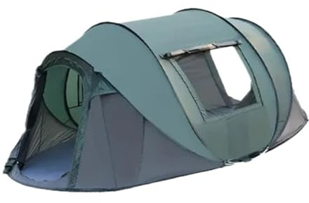 5-8 Person Fully Automatic Pop-Up Camping Tent – Quick Open Waterproof Outdoor Hand-Throw Tent(Army Green Large)
