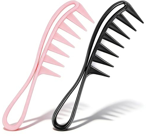2Pcs Large Wide Tooth Comb Curl Wavy Combs Professional Hair Care Anti-Static Durable Comb Hair Styling Accessories Hairstyle Tool for Long Curly Wet Wavy Thick Thin Women Men Styling Barber Salon