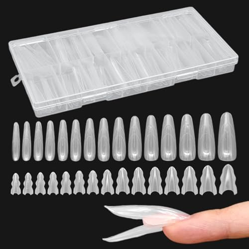 Sandwich Nail Extensions-duals Forms Kit, 180pieces Clear Nail Tips For Acrylic Extensions, Full Cover False Nails Oval, Easy To Shape, Press On Nails, For Art And DIY French Designs