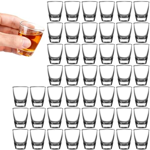 48 PCS Bicchierini da Liquore, 30 ml Bicchiere da Vino a Forma di Uovo, Tumbler in Vetro Temperato, Bicchieri da Vino Piccoli in Vetro Dal Fondo Spesso, per Feste, Club, Bar, Bevande