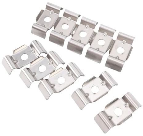 Dioche 10Pcs Double Rod Mat Fence Attachment Accessories - Metal Plate Clamp - 304 Stainless Steel Holder - Universal Size for 28mm-32mm Openings - Ideal for Wooden & Metal Columns