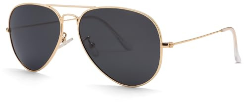 Pro Acme Aviator Sunglasses for Men Women Classic Polarized UV400 Protection (Gold Frame/Black Lens)