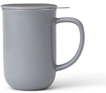 Viva Scandinavia Porzellan Tee Tasse mit Teesieb für lossen Tee, becher mit deckel, Kaffee-Becher mit Henkel, tee sieb edelstahl, 0,55 Liter, Blau