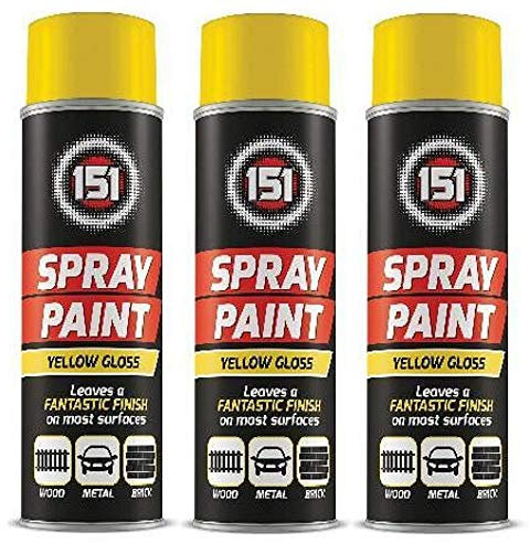 250ml High Grade Matt Gloss Household Spray Paint Can for Autos Wood Metal Plastic Graffiti (3, Yellow Gloss)